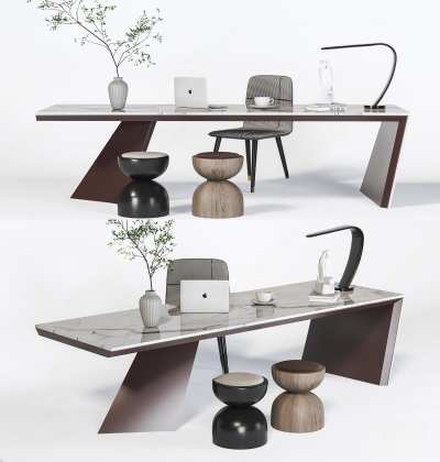 现代书桌椅组合3D模型下载